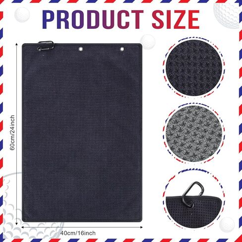 2 Pcs Wet and Dry Golf Towel 16 x 24 Inch 2 in 1 Trifold Golf Towels with Waterproof Inner Barrier Heavy Duty Clip for Men in Saudi Arabia