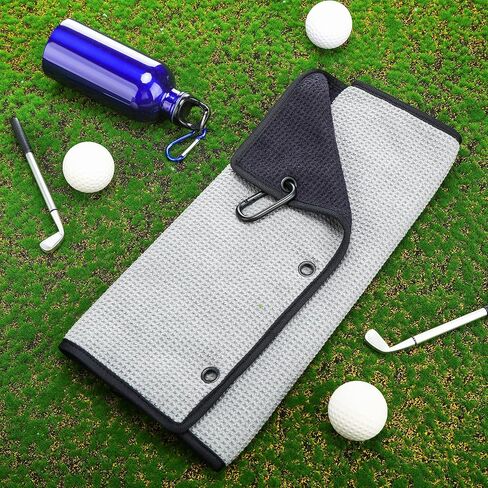 2 Pcs Wet and Dry Golf Towel 16 x 24 Inch 2 in 1 Trifold Golf Towels with Waterproof Inner Barrier Heavy Duty Clip for Men in Saudi Arabia