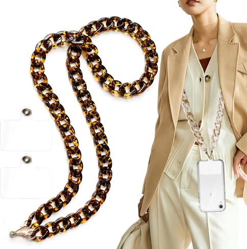 3 قطع حبل للهاتف الخلوي، سلسلة كروس للهاتف قابلة للفصل، حزام كتف أكريليك حزام سلسلة هاتف عالمي مع رقع حبل للهاتف متوافقة مع معظم حقائب الهواتف in Kuwait