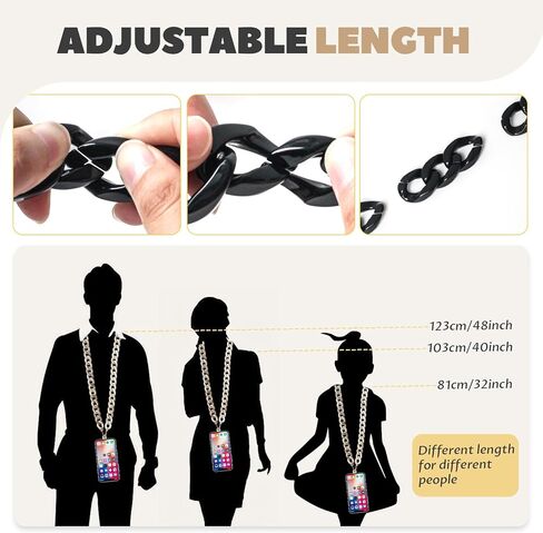 3 قطع حبل للهاتف الخلوي، سلسلة كروس للهاتف قابلة للفصل، حزام كتف أكريليك حزام سلسلة هاتف عالمي مع رقع حبل للهاتف متوافقة مع معظم حقائب الهواتف in Kuwait