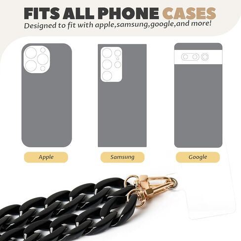 3 قطع حبل للهاتف الخلوي، سلسلة كروس للهاتف قابلة للفصل، حزام كتف أكريليك حزام سلسلة هاتف عالمي مع رقع حبل للهاتف متوافقة مع معظم حقائب الهواتف in Kuwait