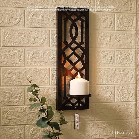 Hosley Set of 2 Oil Rubbed Bronze Metal Wall Sconce 16.5 Inch High - Your Choice of Colors/Design. Great Wall Decor Ideal Gift for Wedding Party Spa Home Decor O5 in Saudi Arabia