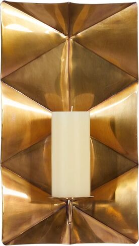 Deco 79 Stainless Steel Geometric Pillar Wall Sconce with Hammered Design, 10" x 6" x 18", Gold in Saudi Arabia