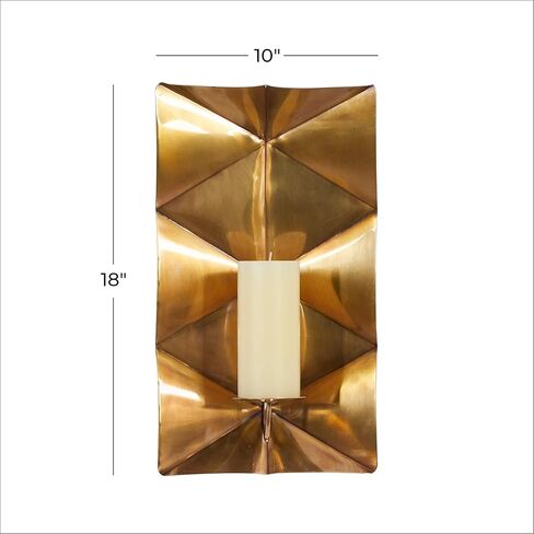 Deco 79 Stainless Steel Geometric Pillar Wall Sconce with Hammered Design, 10" x 6" x 18", Gold in Saudi Arabia
