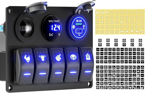 لوحة مفاتيح الروك 4 اتجاهات + شحن PD من النوع C وQC3.0 USB + الفولتميتر + منفذ 12 فولت لوحة ألومنيوم سلكية مسبقًا لتبديل المفاتيح للسيارات والقوارب البحرية RV ATV UTV RZR للطرق الوعرة... in Kuwait