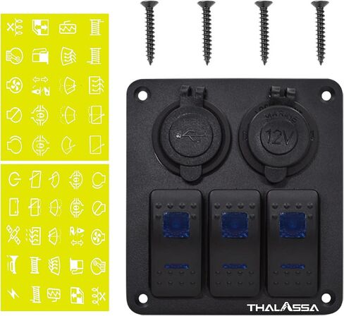 5 Gang Aluminum Boat Rocker Switch Panel Marine Board with Blue Digital Voltage Display USB PD Charging Port QC3.0 USB Port 12V DC Power Socket with Circuit Breaker for Vehicles Yacht Car Truck RV Bus in Saudi Arabia