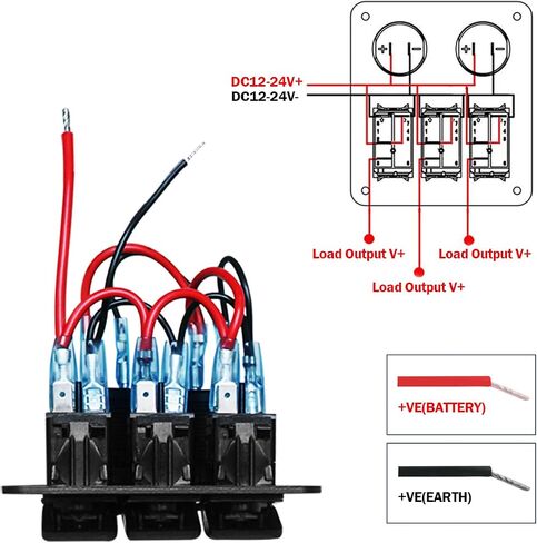 5 Gang Aluminum Boat Rocker Switch Panel Marine Board with Blue Digital Voltage Display USB PD Charging Port QC3.0 USB Port 12V DC Power Socket with Circuit Breaker for Vehicles Yacht Car Truck RV Bus in Saudi Arabia