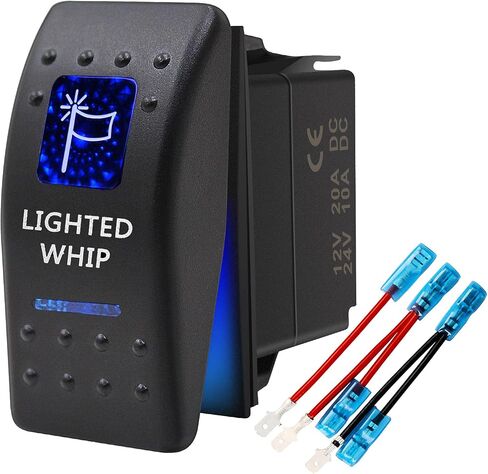 مفتاح تبديل الروك المقاوم للماء - تشغيل/إيقاف ضوء LED أزرق - 12 فولت 20 أمبير 24 فولت 10 أمبير، 5 دبابيس للسيارات والمركبات والقوارب البحرية والشاحنات والمقطورات 4 × 4 والقوافل RVs وسيارات الدفع الرباعي ATV UTV والمزيد in Saudi Arabia