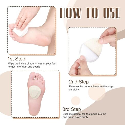 20 Pieces Metatarsal Felt Foot Pads Skived Cut Ball of Foot Cushions for Women Men Drop Shape Shoe Pads for Women Shoes Heel Insoles Forefoot Support Pain Relief 1/4 Inch Thick Off-White in Saudi Arabia