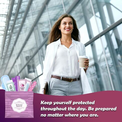 Menstrual Kit All-in-One | Convenience on The Go | Single Period Kit Pack for Travelling, Tweens & Teenagers or Emergency situations | Individually Wrapped Feminine Hygiene Products (Purple) in Kuwait