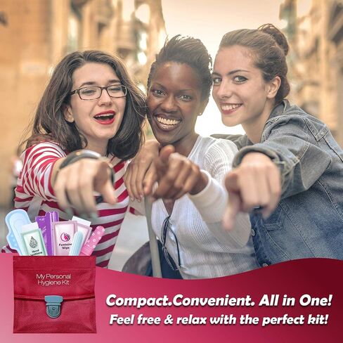 Menstrual Kit All-in-One | Convenience on The Go | Single Period Kit Pack for Travelling, Tweens & Teenagers or Emergency situations | Individually Wrapped Feminine Hygiene Products (Purple) in Kuwait