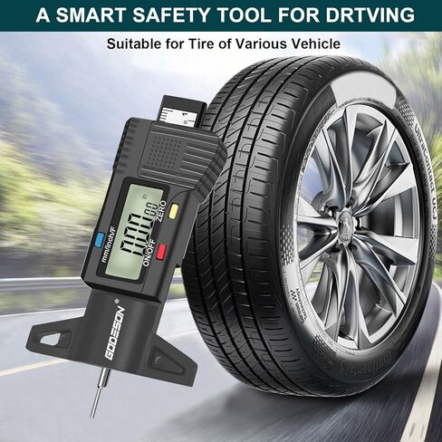 مقياس عمق مداس الإطارات الرقمي من جوديسون، مقياس عمق مداس الإطارات مع 3 أوضاع-بوصة كسرية، بوصة عشرية ومليمتر، مقياس مداس دقيق للإطارات، مقياس عمق الإطارات للدراجات النارية والسيارات والشاحنات والشاحنات وسيارات الدفع الرباعي in Kuwait