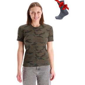 Merino.tech تي شيرت صوف ميرينو للنساء-100% طبقة أساسية من صوف ميرينو للنساء بأكمام قصيرة تي شيرت + جوارب صوف ميرينو للمشي لمسافات طويلة