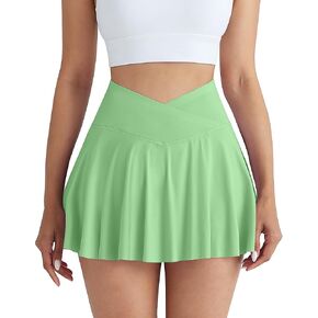 CHRLEISURE Women's Tennis Golf Skirt with Shorts, 5 Pockets Athletic Sports Running Workout Flowy Skorts