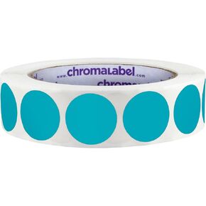 ChromaLabel 1 Inch Round Sticky Dots, Permanent Circle Stickers, Ideal Office Labels & Stickers - 1000 Pieces of Dot Stickers per Roll, Teal Colored Dots