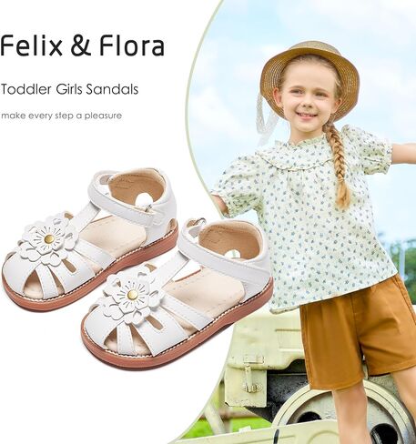 صنادل للفتيات الصغيرات من Felix & Flora، أحذية مسطحة من المطاط الناعم، أحذية صيفية للفتيات الزهرات in Kuwait