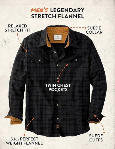 Legendary Whitetails Men's Flannel Shirt Long Sleeve Button Down Relaxed Fit in Kuwait