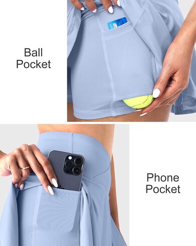 CHRLEISURE Women's Tennis Golf Skirt with Shorts, 5 Pockets Athletic Sports Running Workout Flowy Skorts in Saudi Arabia