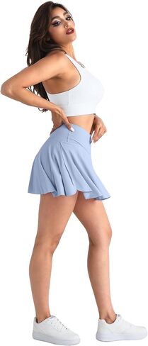 CHRLEISURE Women's Tennis Golf Skirt with Shorts, 5 Pockets Athletic Sports Running Workout Flowy Skorts in Saudi Arabia