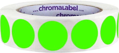 نقاط لاصقة مستديرة مقاس 1 بوصة من ChromaLabel، ملصقات دائرية دائمة، ملصقات وملصقات مكتبية مثالية - 1000 قطعة من الملصقات المنقطة لكل لفة، نقاط ملونة باللون الأزرق المخضر in Kuwait