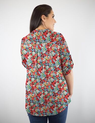 Othyroce المرأة حجم كبير قصيرة الأكمام الصيف قمصان مربعة النقش البريدي الأزهار بلوزة تونك عادية بلايز M/L/1X/2X/3X/4X in Kuwait