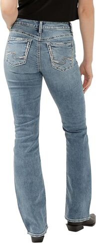 شركة Silver Jeans Co. بنطال جينز Suki نسائي متوسط ​​الارتفاع بقصّة متعرجة وقصة ضيقة، لون داكن in Kuwait