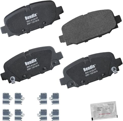 Bendix Priority 1 Ceramic Rear Disc Brake Pad Set for Lexus ES300h 2017-2013, ES350 2017-2007, HS250h, Pontiac Vibe 2010-2009, Toyota Avalon, Camry, Matrix 2013-2009, RAV4 2016-2006 - (CFC1212) in Kuwait
