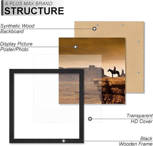A PLUS MAX 16x20 Black Frame with Ivory Mat and Photo Hangers for Horizontal or Vertical Hanging - Pack of 4 in Saudi Arabia