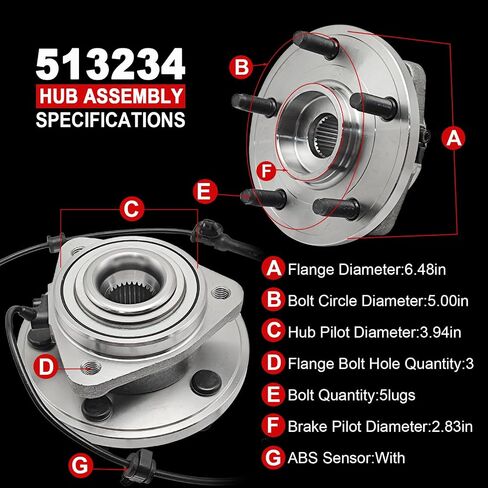 Pair 515040 Front Wheel Bearing Hub Assembly Compatible with Toyota 4Runner 2003-2023, for Toyota FJ Cruiser 2007-2014, for Toyota Tacoma 2005-2023 Hub Beaaring Kit, 4 Lug in Kuwait