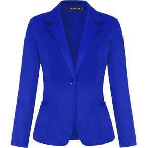 MINTLIMIT Blazers for Women Business Casual Long Sleeve Button Front Blazer Work Office Blazers Jacket with Pockets (Royal Blue - Size XL)
