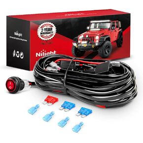 Nilight 16AWG LED Light Bar Wiring Harness Kit 12V On/Off 3 Gang LED Pod Lights Rocker Switch Panel Power Relay Fuse 5Pin Toggle for Cars Boat ATV Trucks-6 Leads