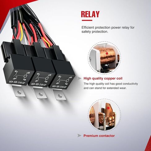 Nilight 16AWG LED LID LIGHT BAR TIRINGING TIRNESS KIT 12V ON/OFF 3 Gang LED LED LED LED LED Rocker Switch Relay FUSE FUSE 5Pin in Kuwait