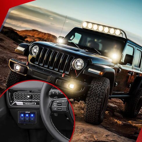 Nilight 16AWG LED LID LIGHT BAR TIRINGING TIRNESS KIT 12V ON/OFF 3 Gang LED LED LED LED LED Rocker Switch Relay FUSE FUSE 5Pin in Kuwait