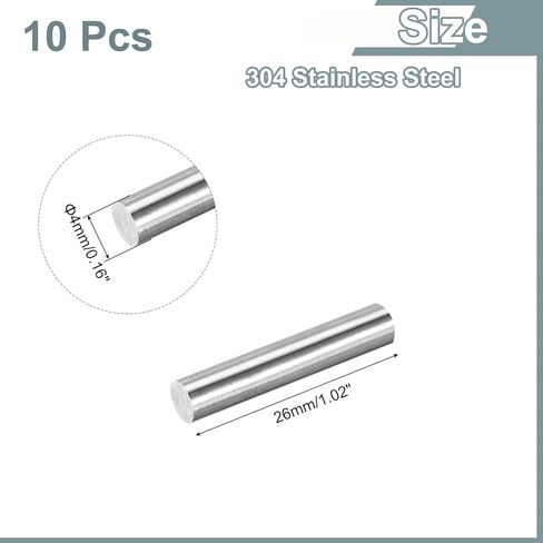 uxcell 10Pcs 304 Stainless Steel Rods, 4mm x 51mm Metal Solid Shaft Round Rod Lathe Bar Stock for Model Plane Cars Ship DIY Craft Metal Working in Saudi Arabia