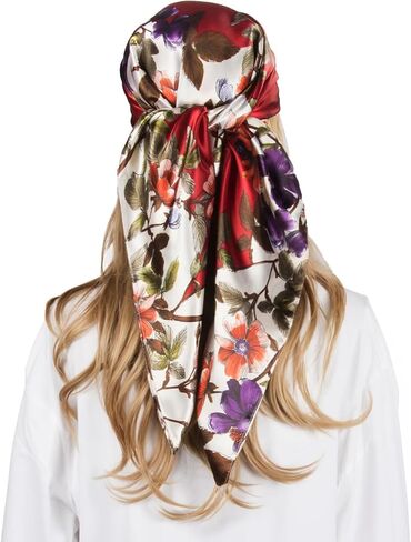 RUI VTRON Women Head Scarf Like Silk Scarf Hair Scarf for sleeping Hair Wrapping 35 Inches Square Scarves in Saudi Arabia