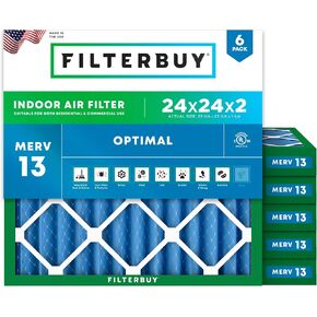 فلتر هواء 12x24x1 من Filterbuy MERV 13 OptimDefense (6 عبوات) استبدال مرشحات هواء فرن HVAC مطوي (الحجم الفعلي: 11.38 x 23.38 x 0.75 بوصة) in Kuwait