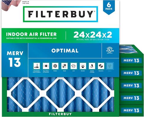 فلتر هواء 12x24x1 من Filterbuy MERV 13 OptimDefense (6 عبوات) استبدال مرشحات هواء فرن HVAC مطوي (الحجم الفعلي: 11.38 x 23.38 x 0.75 بوصة) in Kuwait