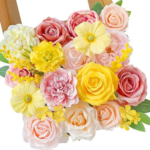 Serwalin Artificial Flowers Pink Wedding Flowers Silk Flowers with Stems Fake Cake Flowers for Wedding Bouquets Centerpieces Spring Decor Baby Shower Decoration in Saudi Arabia