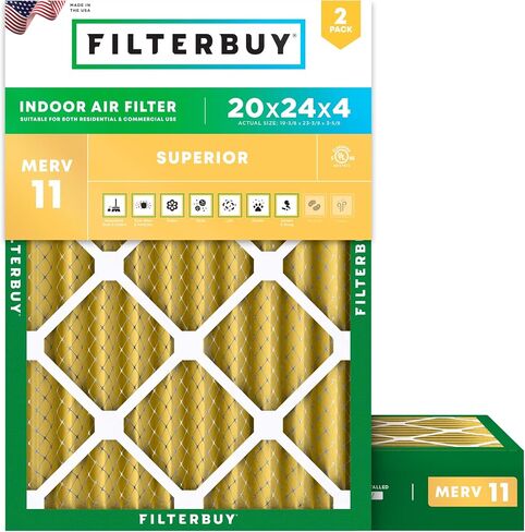 Filterbuy 14x25x4 Air Filter MERV 11 Allergen Defense (2-Pack), Pleated HVAC AC Furnace Air Filters Replacement (Actual Size: 13.88 x 24.88 x 3.63 Inches) in Saudi Arabia