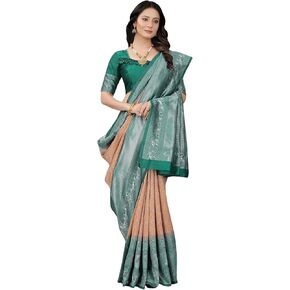 KNETLI Saree for Women Indian Traditional Banarasi Saree Pure Zari work Jecquard Soft Silk Saree for women's With Unstitched Blouse