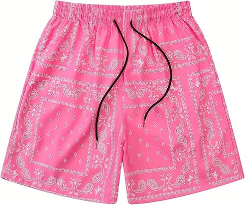DIOTSR Mens Graphic Athletic Shorts Boho Paisley Shorts Basketball Running Bandana Shorts Streetwear Drawstring Waist (03 Paisley Black,Small) in Kuwait