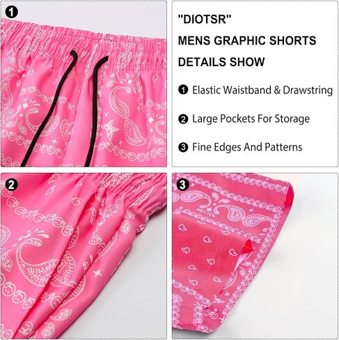 DIOTSR Mens Graphic Athletic Shorts Boho Paisley Shorts Basketball Running Bandana Shorts Streetwear Drawstring Waist (03 Paisley Black,Small) in Kuwait