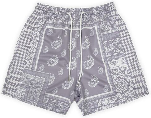 DIOTSR Mens Graphic Athletic Shorts Boho Paisley Shorts Basketball Running Bandana Shorts Streetwear Drawstring Waist (03 Paisley Black,Small) in Kuwait