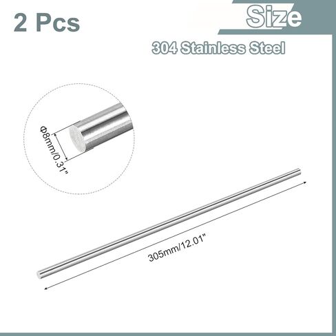 uxcell 5Pcs 304 Stainless Steel Rods, 8.5mm x 153mm Metal Solid Shaft Round Rod Lathe Bar Stock for Model Plane Cars Ship DIY Craft Metal Working in Kuwait