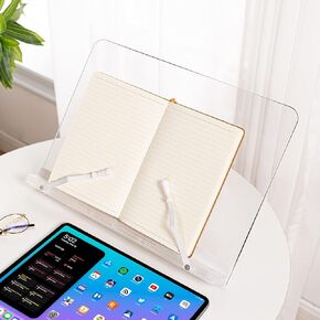 Acrylic Book Stand for Reading, Foldable Acrylic Book Holder Handsfree, Recipe Cook Book Stand Holder, 16 Level Adjustable Book Display Stand for Magazines, Laptop, Textbook,15.35'' x 11.2'' in Kuwait