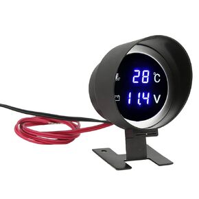 Water Temperature Gauge Meter,Round Digital Water Temperature Gauge LED Voltmeter DC 9V‑36V with Blue Light for Car Motorcycle ATV Other Instruments