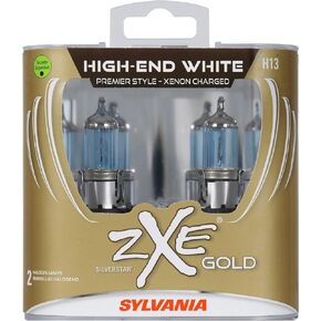 SYLVANIA - H13 (9008) SilverStar zXe GOLD High Performance Halogen Headlight Bulb - Bright White Light Output, Best HID Alternative, Xenon Charged Technology (Contains 2 Bulbs)