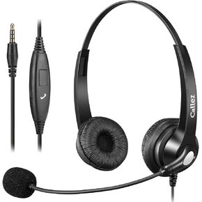 Callez 3.5mm Headset with Microphone Noise Cancelling for Cell Phone PC Laptop, Stereo Computer Headphones for iPhone Samsung Mac Call Center Office Skype, in-line Control, Clear Chat