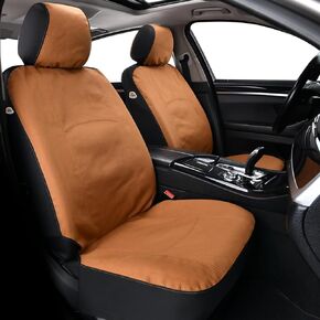 Coverado Car Seat Covers Front, Canvas Universal Seat Covers for Cars, 2-Pack Car Seat Cushions, Auto Seats Protectors for Kids & Dogs, Driver Seat Covers Fit for Most Vehicles Trucks SUVs/Black