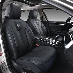 Leather Front Seat Covers, Waterproof Seat Cover for Cars 2 PCS, Luxury Leatherette Car Seat Cushion, Front Protectors Automotive Seat Covers for Sedan SUV Pick-up Truck, Beige